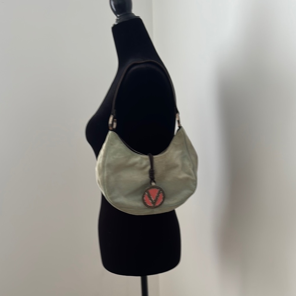 Valentino Vintage Pale Blue Suede Shoulder Bag